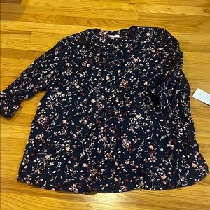 NWT Navy Floral Blouse
